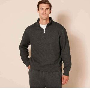 Amazon Essentials Men's Grey (Large) Long-Sleeve Quarter-Zip Fleece Sweatshirt